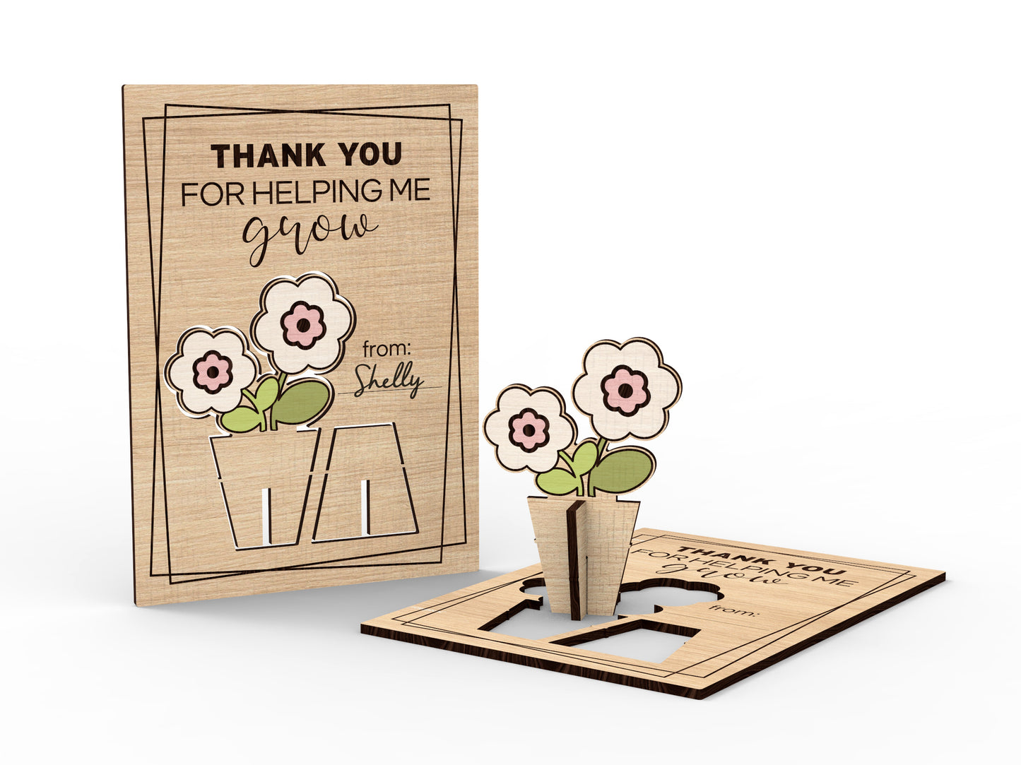 Thank you for Helping Me Grow Teachers Gift - Wooded Card