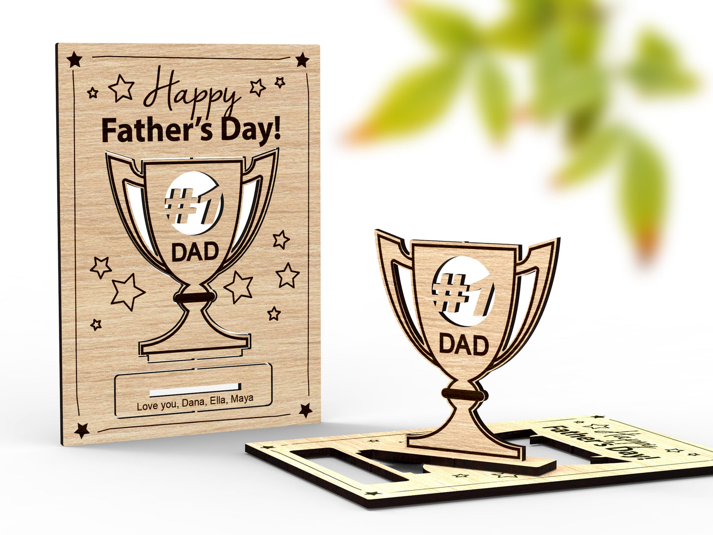 #1 Dad Happy Fathers Day - Wooden Card