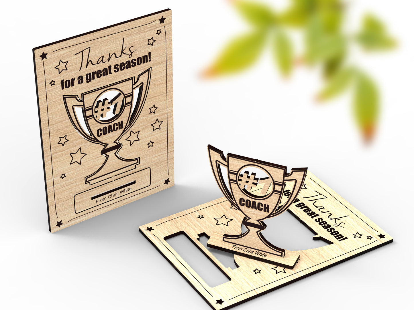 Thanks Coach Trophy - Wooden Card